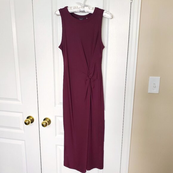 Ella Rafaella Ponte Knit Twist Front Midi Dress in Burgundy Size XS - Picture 6 of 7